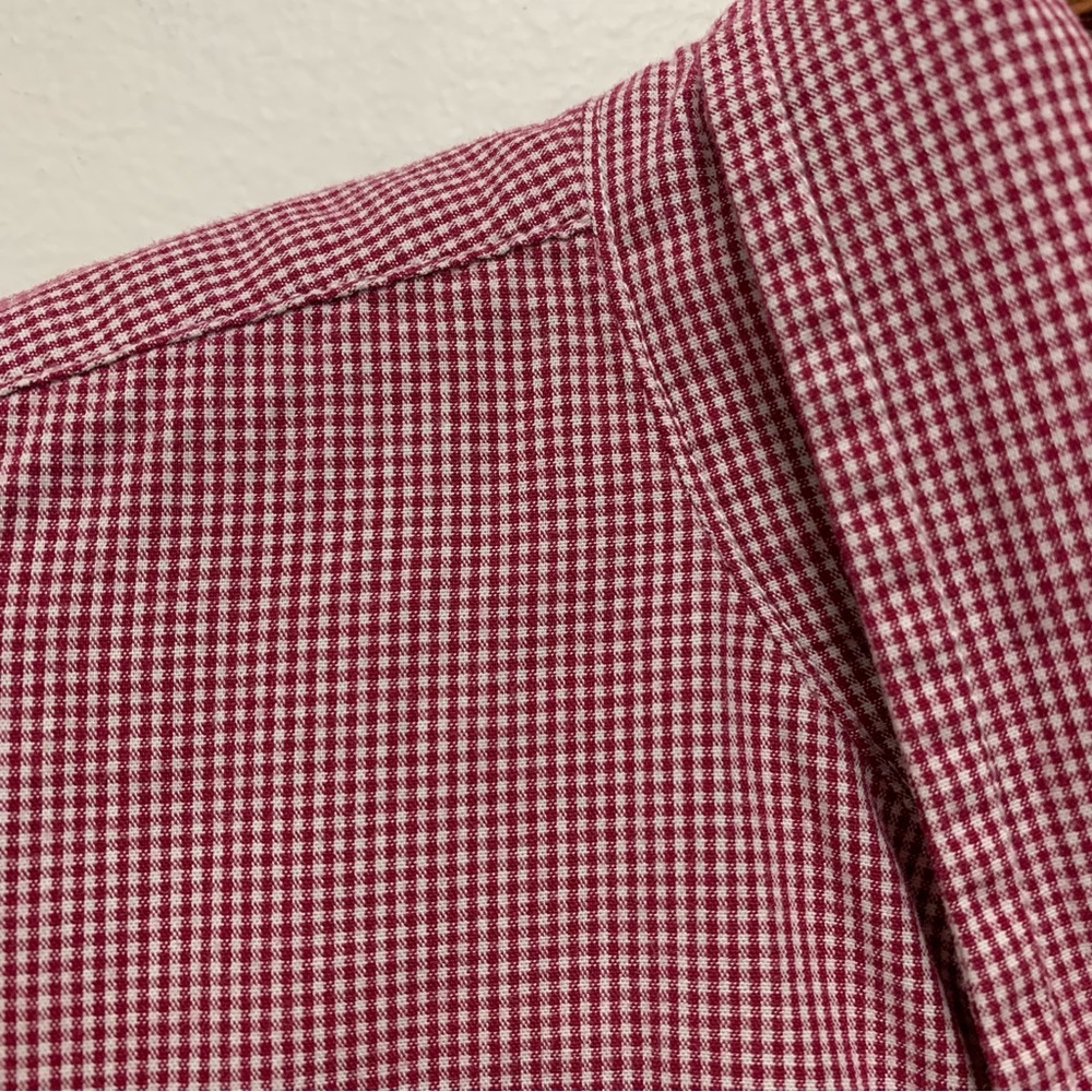 J Crew Slim Washed Button Down Shirt Size Large Mini Gingham Check Red Cotton‎ - Picture 6 of 10